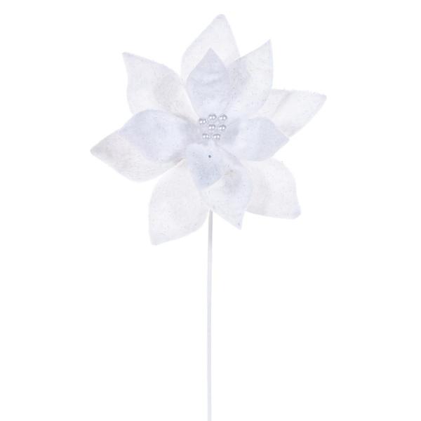 20" White Soft Poinsettia Artificial Flower Stem (3 Pack)