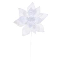 Vickerman 20" White Soft Poinsettia Artificial Flower Stem (3 Pack)