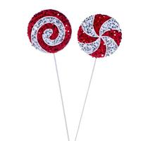 Vickerman 21" Red / White Swirl Glitter Candy Lollipop Ornament (2 Pack)