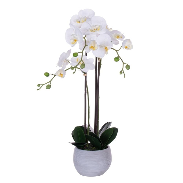 26" White Orchid Artificial Floral Arrangement