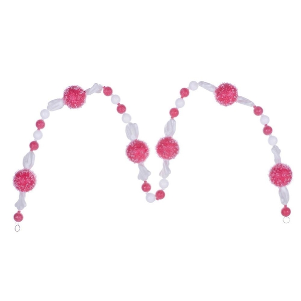 6' Red Icy Sugar Candy Gum Drop Ornament Garland