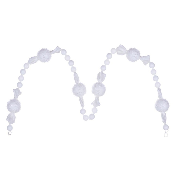 6' White Icy Sugar Candy Gum Drop Ornament Garland