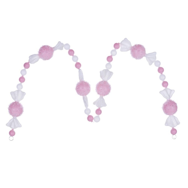 6' Pink Icy Sugar Candy Gum Drop Ornament Garland