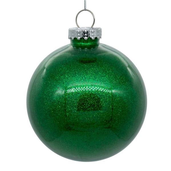 4.75" Green Glitter Ball Ornament (4 pack)