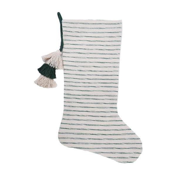 20" x 8" Green Stripe Cotton Stocking