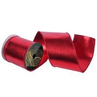 Vickerman 4" x 10Yd Red Foil Wired Christmas Ribbon