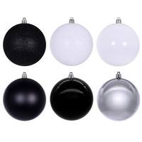 Vickerman 3" Black / Silver / White Ornament Assortment (12 Pack)
