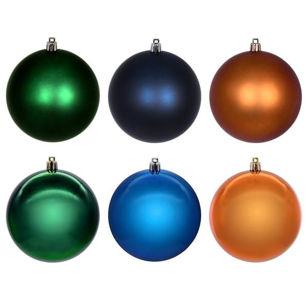 3" Copper / Midnight Blue / Midnight Green Ball Ornament Assortment (12 Pack)