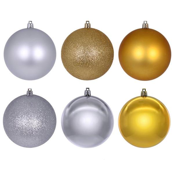 3" Gold / Silver Ball Ornament Assortment (12 Pack)