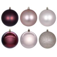 Vickerman 3" Rose Gold / Burgundy Ball Ornament Assortment (12 Pack)