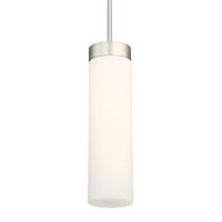WAC Lighting 1 Light Satin Nickel White Glass Shade LED Mini Pendant Light Fixture