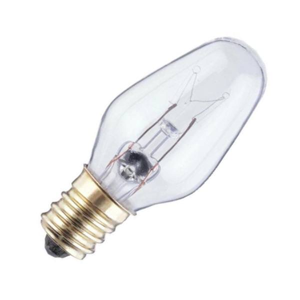 7 watt 120 volt C7 Candelabra Screw Base Clear