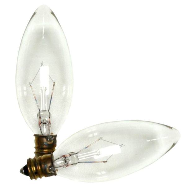 25 watt 120 volt B9.5 Candelabra Screw Base Clear (2 pack)