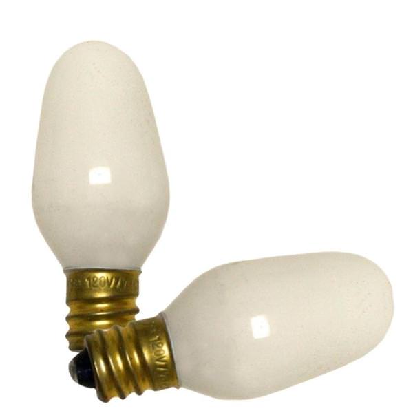 7 watt 120 volt C7 Candelabra Screw Base White (2 pack)