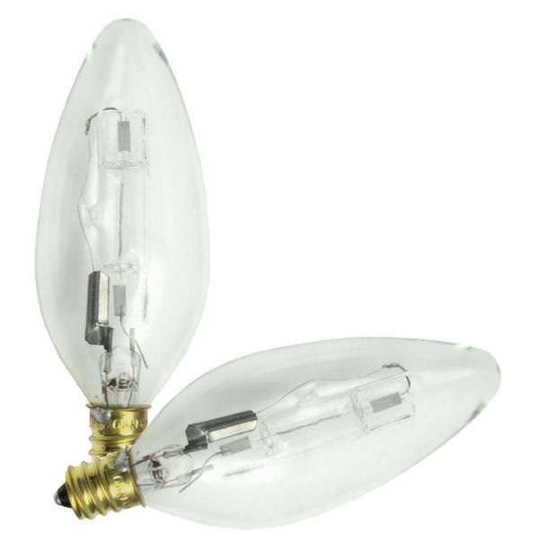 40 watt 120 volt B11 Candelabra Screw Base Clear Halogen (2 pack)