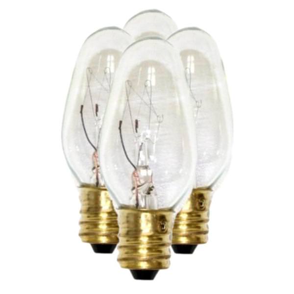 4 watt 120 volt C7 Candelabra Screw Base Clear (4 pack)
