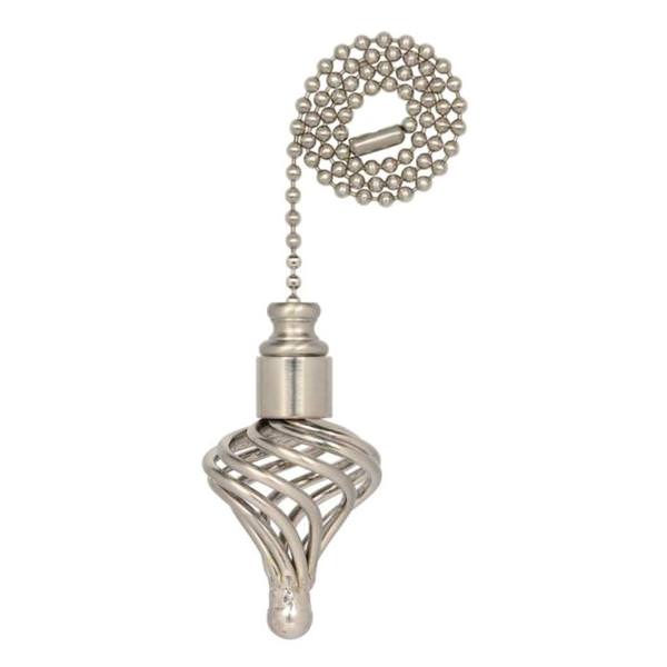12" Brushed Nickel Beaded Chain with Twist Cage Finial