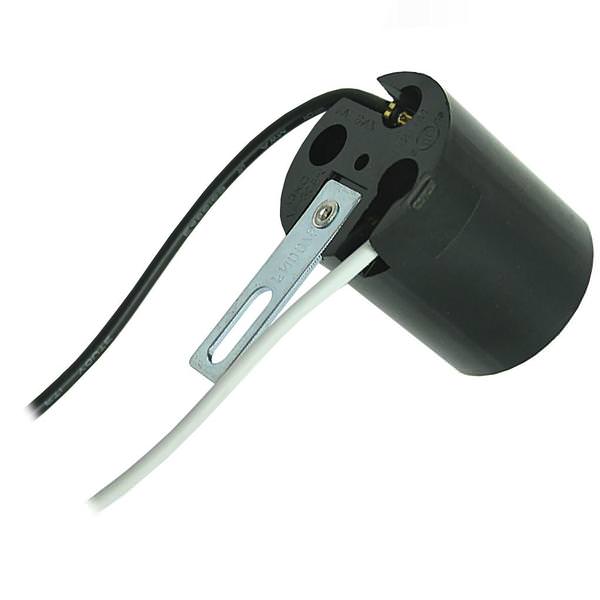 Standard (Medium) Base Phenolic Socket with 6" Leads and Straight Bracket