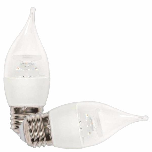 5 watt 120 volt C11 Medium Screw Base 2700K Warm White Clear Disc Filament LED (2 Pack)