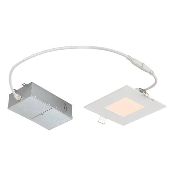 4" 10 watt 120 volt 2700K Dimmable White LED Slim Square Recessed Downlight with External Driver