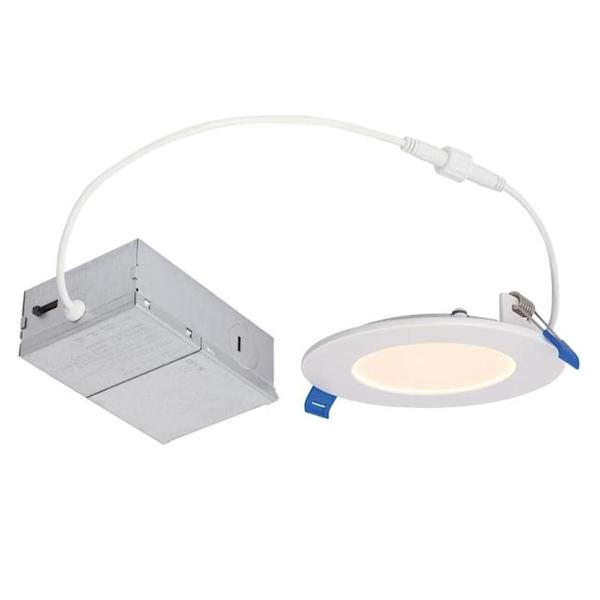 4" 10 watt 120 volt CCT Selectable Dimmable White LED Slim Round Recessed Downlight with External Driver