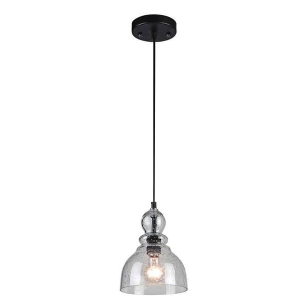 1 Light Oil Rubbed Bronze with Handblown Clear Seeded Glass Light Fixture