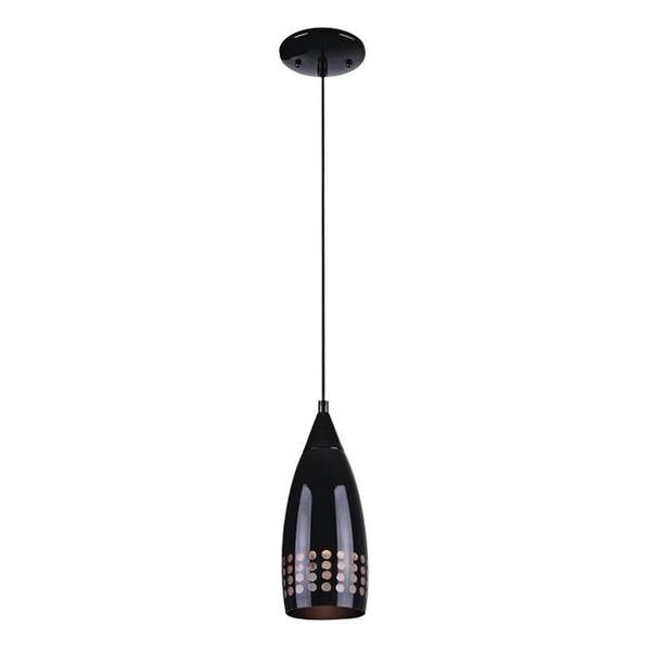 1 Light Black with Handblown Black Glass Light Fixture