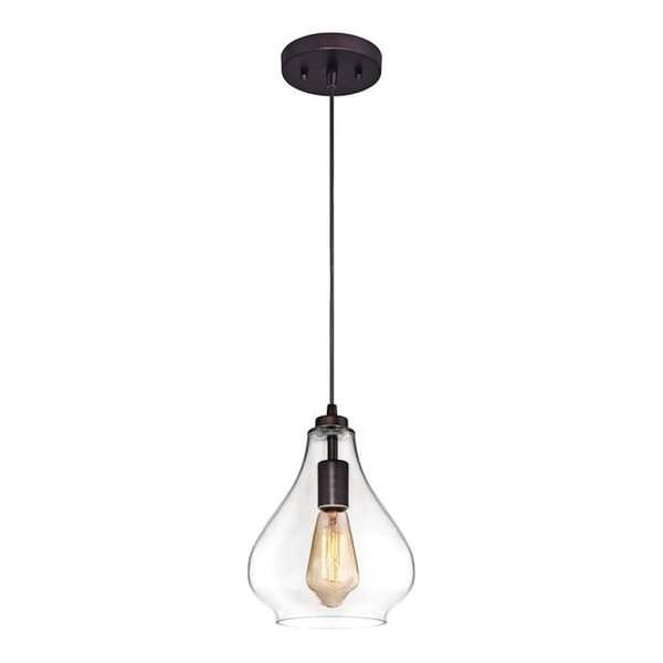 1 Light Oil Rubbed Bronze Finish with Handblown Clear Glass Shade