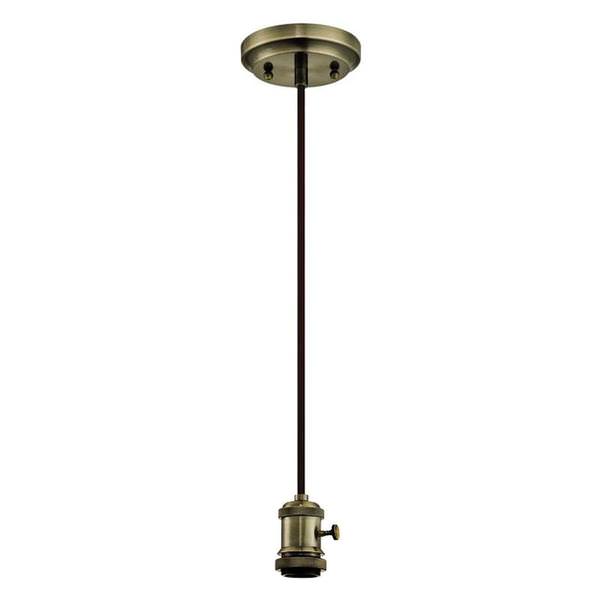 1 Light (Medium Screw Base) Antique Brass Adjustable Pendant Cord