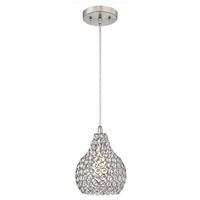 Westinghouse 1 Light Brushed Nickel Crystal Jewel Shade Adjustable Mini Pendant Light Fixture