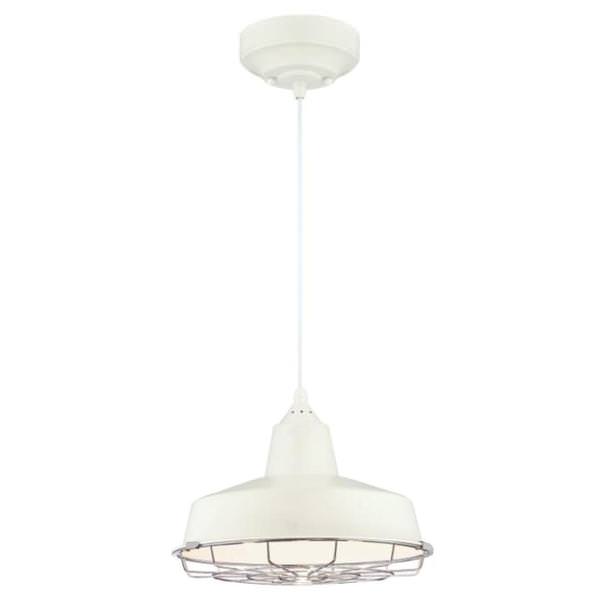 1 Light Matte White Chrome Cage Adjustable LED Pendant Light Fixture
