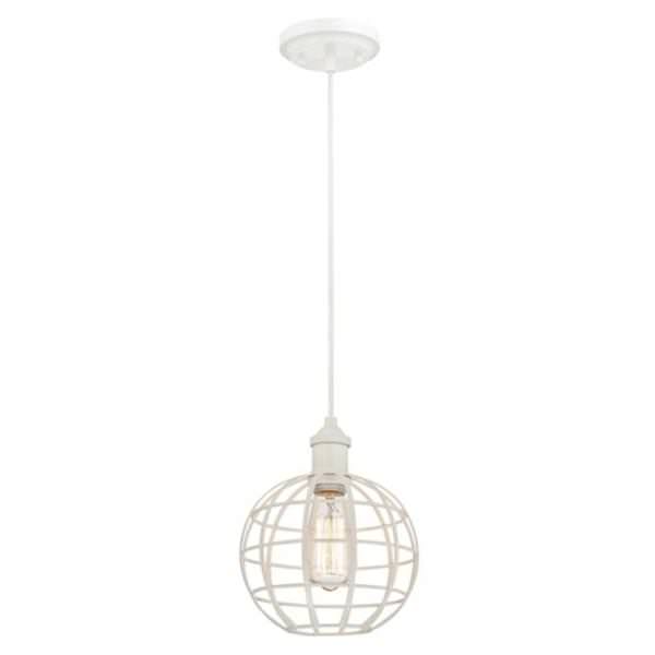 1 Light White Globe Cage Shade Adjustable Mini Pendant Light Fixture