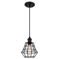 Westinghouse 1 Light Matte Black Angled Bell Cage Shade Adjustable Mini Pendant Light Fixture