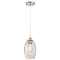 Westinghouse 1 Light Brushed Nickel Clear Crackle Glass Shade Mini Pendant Adjustable Light Fixture