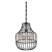 Westinghouse 1 Light Matte Black Crystal Prism Cage Shade Pendant Light Fixture