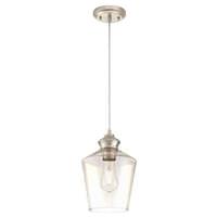 Westinghouse 1 Light Brushed Nickel Clear Glass Shade Mini Pendant Adjustable Light Fixture