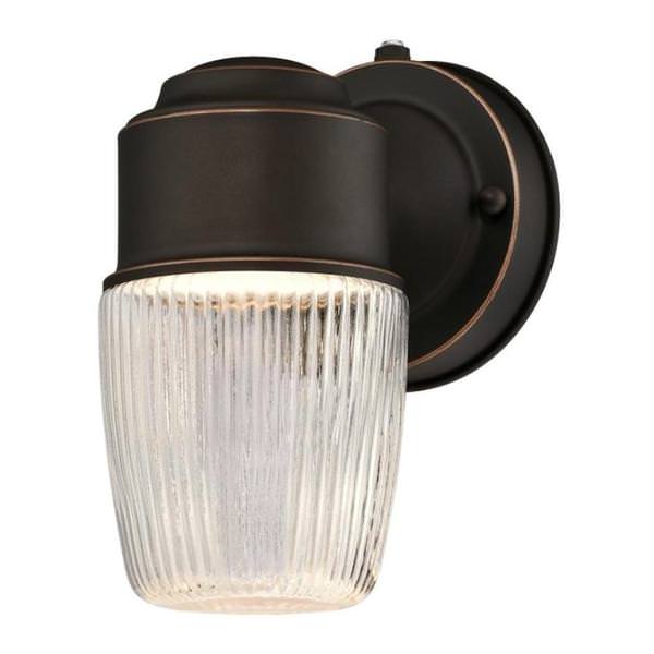 1 Light 6 watt Oil Rubbed Bronze Clear Ribbed Glass Shade 3000K Non-Dimmable LED with Sensor