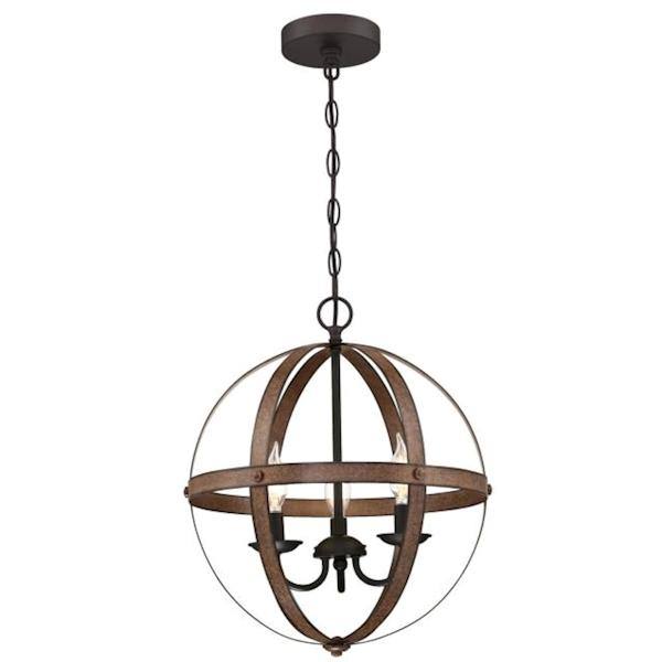 3 Light Oil Rubbed Barnwood Light Fixture