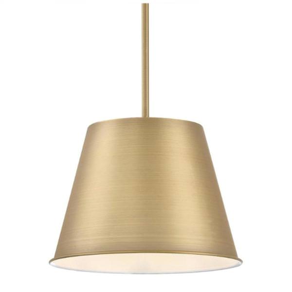 1 Light Brushed Brass Finish Pendant Light Fixture