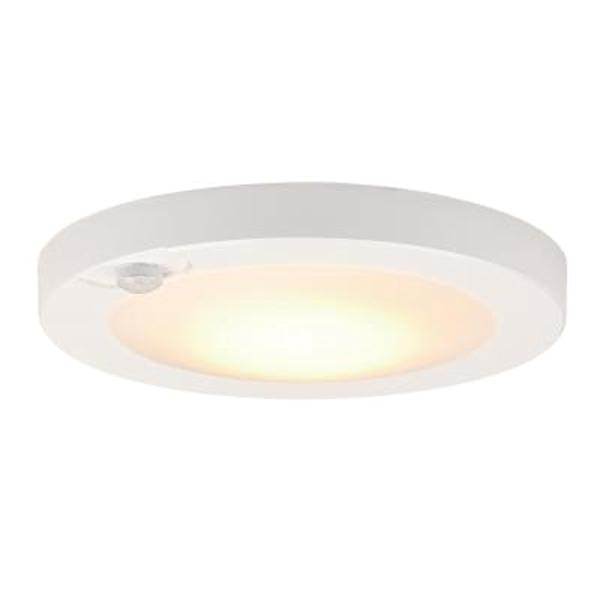 6" 7 watt 120 volt 3000K Natural Round White LED Ceiling Light Fixture with Motion Sensor