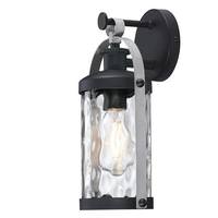 Westinghouse 1 Light Matte Black and Antique Pewter Clear Water Glass Outdoor Wall Fixture