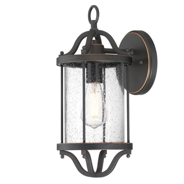 1 Light Oil Rubbed Bronze Clear Seeded Glass Outdoor Wall Fixture