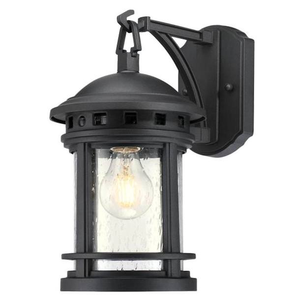 1 Light Textured Black Outdoor Wall Fixture