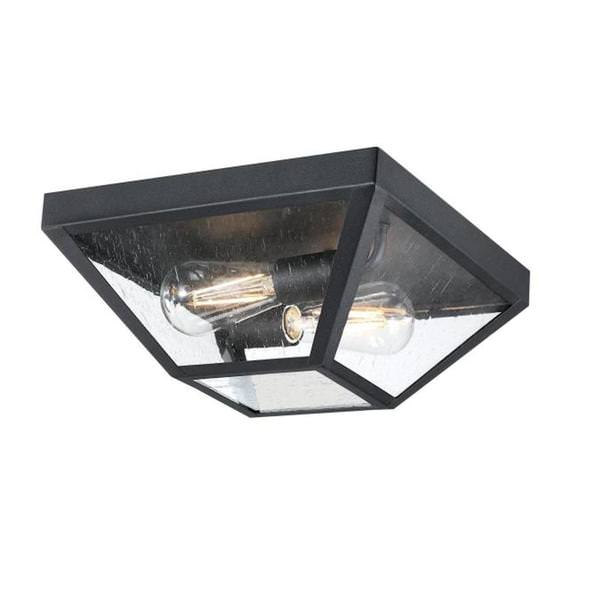 2 Light Textured Black Outdoor Flush Light Fixture