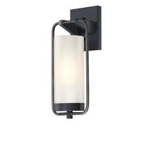 Westinghouse 1 Light Matte Black and Distressed Aluminum with Frosted Glass Outdoor Wall Fixture