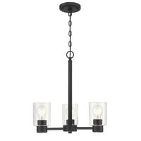 Westinghouse 3 Light Matte Black with Clear Glass Chandelier Light Fixture