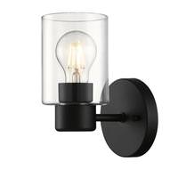 View 1 Light Matte Black with Clear Glass Wall Light Fixture