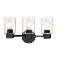 View 3 Light Matte Black with Clear Glass Shades Wall Light Fixture