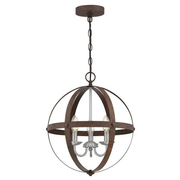 3 Light Walnut Finish with Brushed Nickel Accents Chandelier Light Fixture