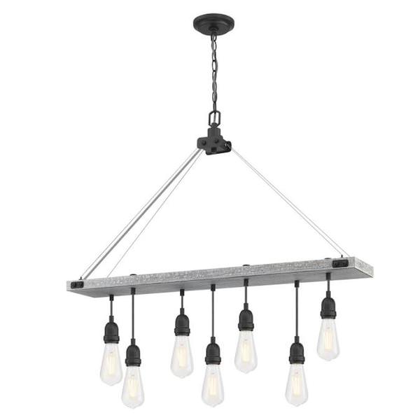 7 Light Antique Ash with Matte Brushed Gun Metal Accents Chandelier Light Fixture